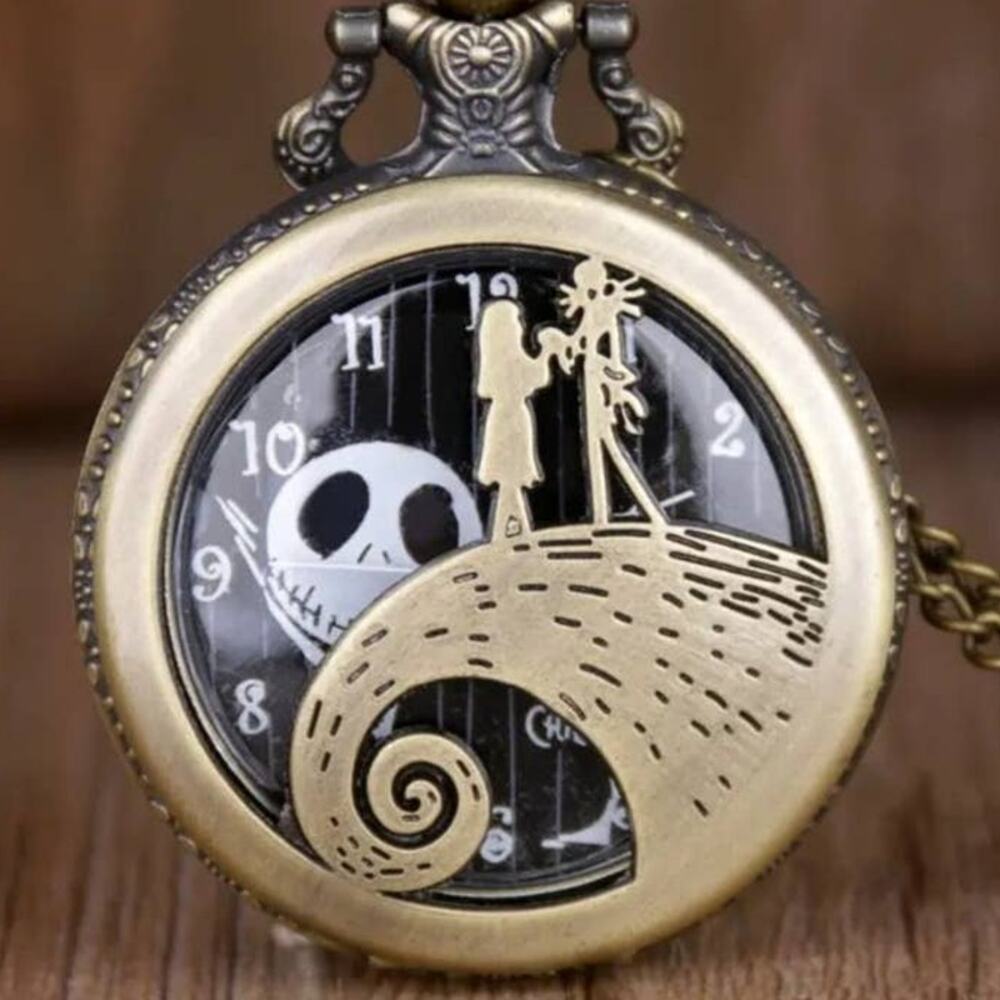 Jack & Sally Pocket Watch Nightmare Before Christmas Halloween Valentines - NEW!